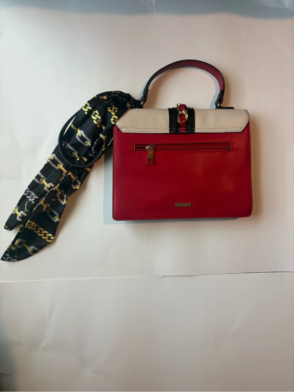 Aldo Tricolor Top-Handle Satchel - White, Black & Red